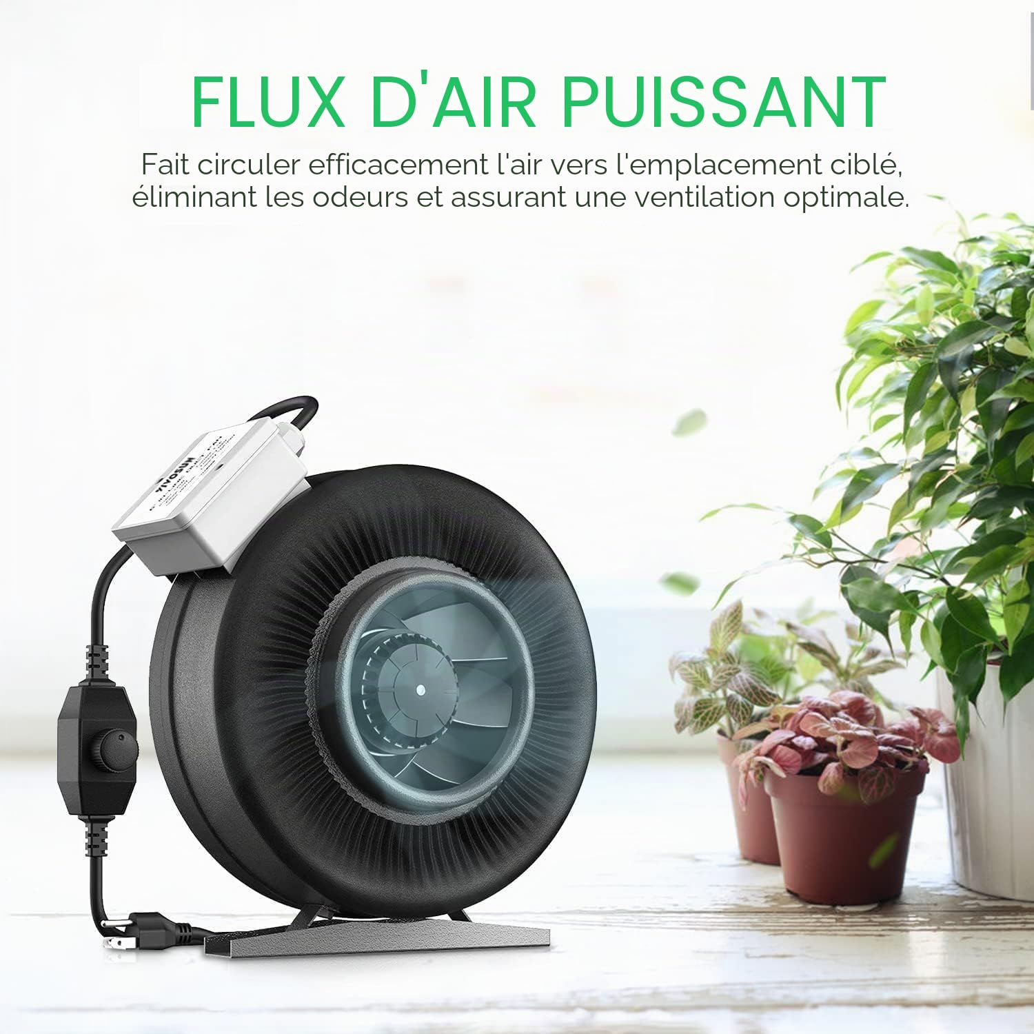 VIVOSUN Ventilateur de Conduit 150mm Extraction 748m³/h avec Régulateur de Vitesse Variable Ventilateur pour Tente de Culture, Serre Intérieure, Jardin Intérieur Ventilateur Noir