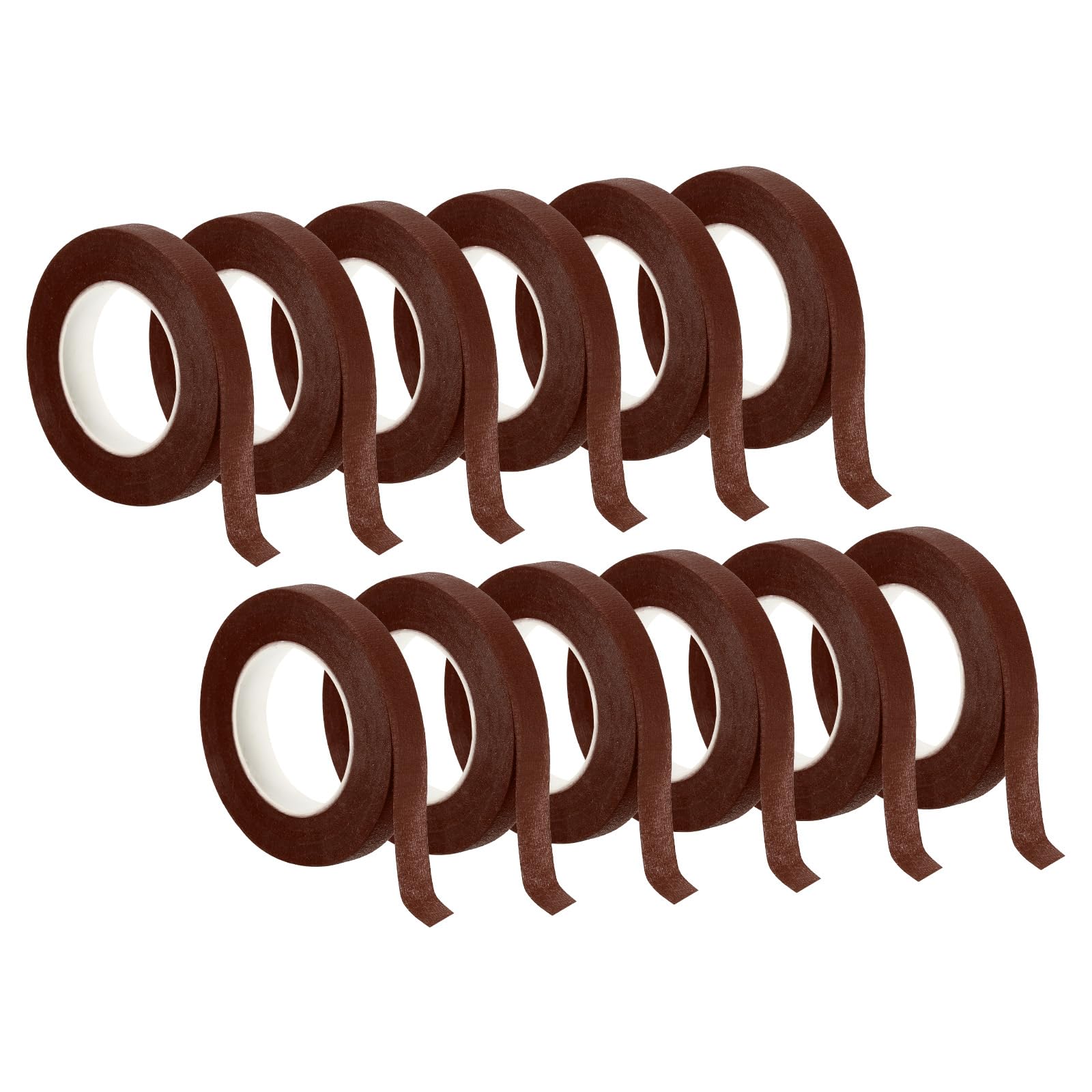 PATIKIL 30 Yard Floral Tapes, 12 Roll Florist Tape Crepe Paper Flowers Bouquets Tapes Waterproof for Bouquet Stem Wrapping, Brown (27 Meters)