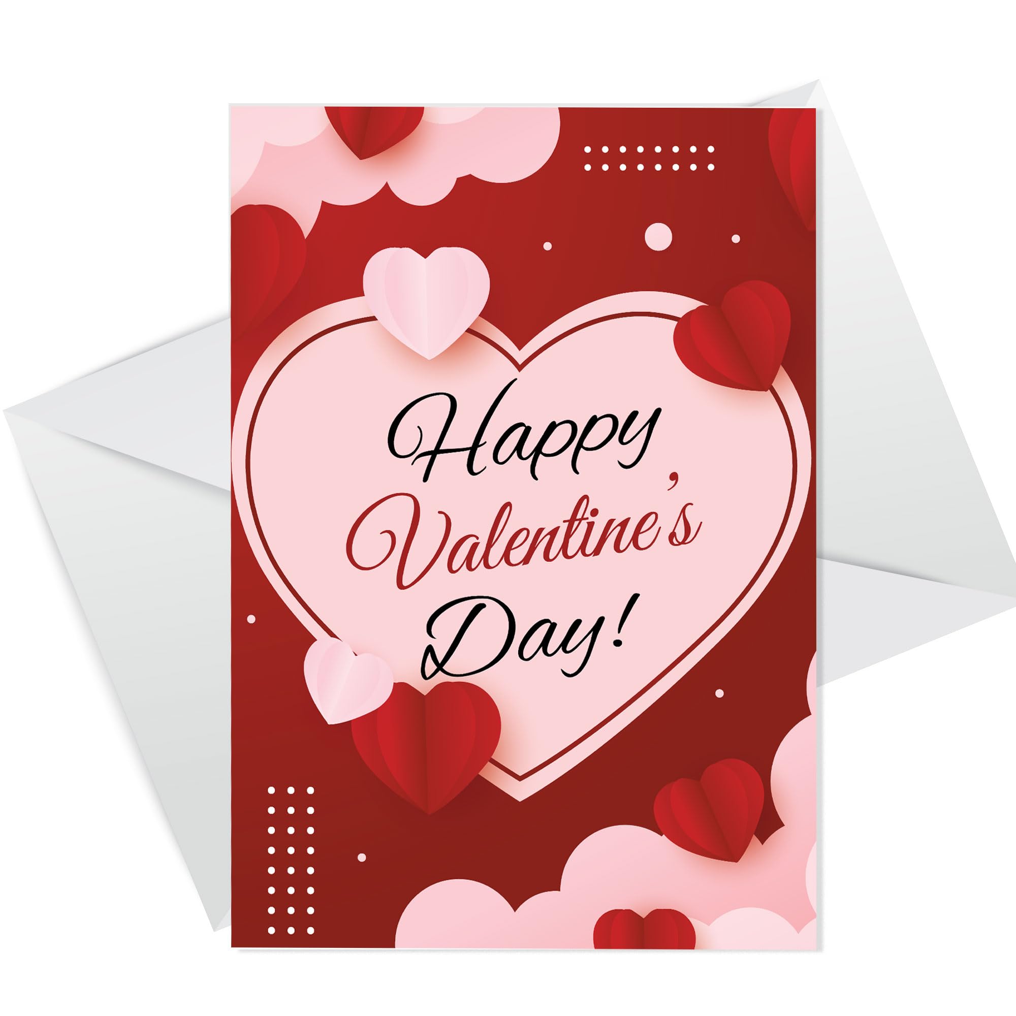 RED OCEAN Happy Valentines Day Card For Girlfriend Wife Fiancé Cute Love Hearts Valentine Husband Boyfriend Romantic Pink Red Heart Card With White Envelope