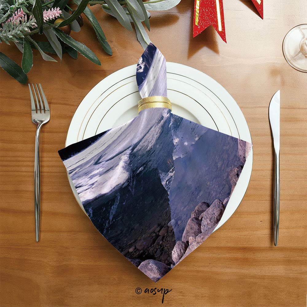Homenon Napkins, Lake Louise Alberta Canada Tourist Attraction Landscape Mountains Travel, Square Printed Party & Dinner Napkin, 20" x 20", Polyester