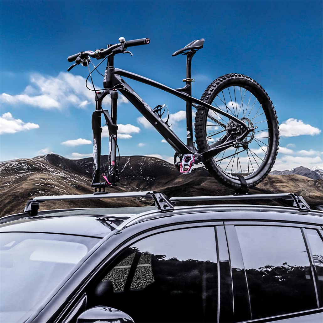 Fahrrad-Halterung für Vorderradgabel + Halterung für Hinterrad, Fahrradständer, Fahrradhalter, Montage an Tür, Gepäck, Auto, Wandern, Radfahren (schwarz)