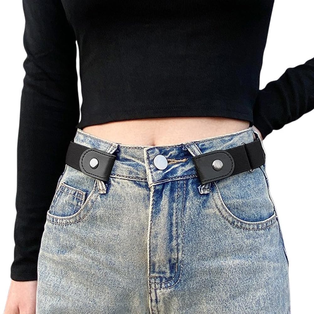 Buckle-Free Elastic Belt for Women & Men, Adjustable, No Buckle, Black, Size ONE (22"-34") & TWO (32"-46"), Women's & Men's Jeans Belt-image-35