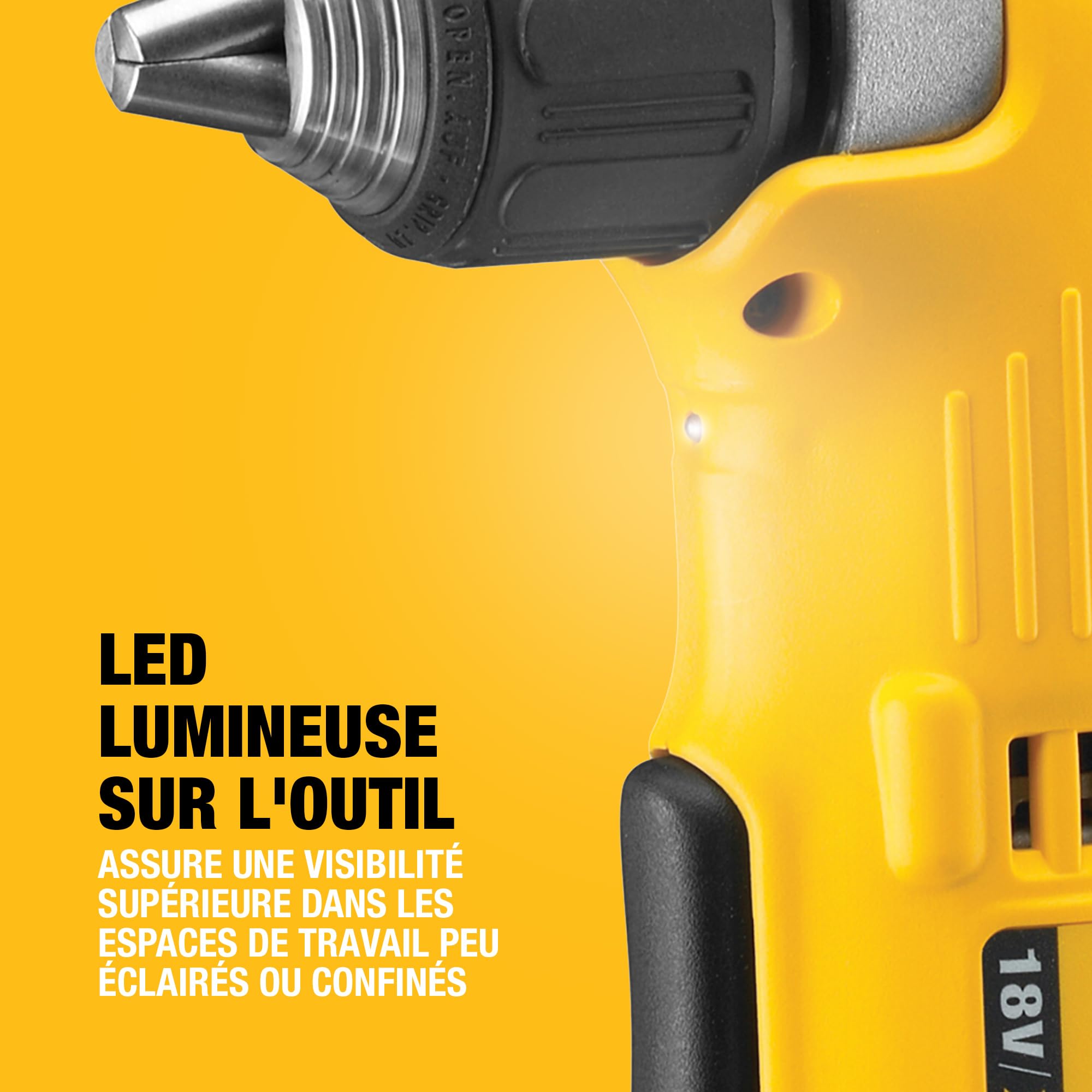 DEWALT - Perceuse d'angle XR 18V avec porte-embout, crochet de ceinture, sans batterie, DCD740N-XJ