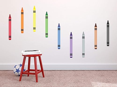 Miniatura 5 de Sunny Decals Calcomanías de pared de tela extraíble de crayón grande, juego de 9 (16 x 1.5 pulgadas)