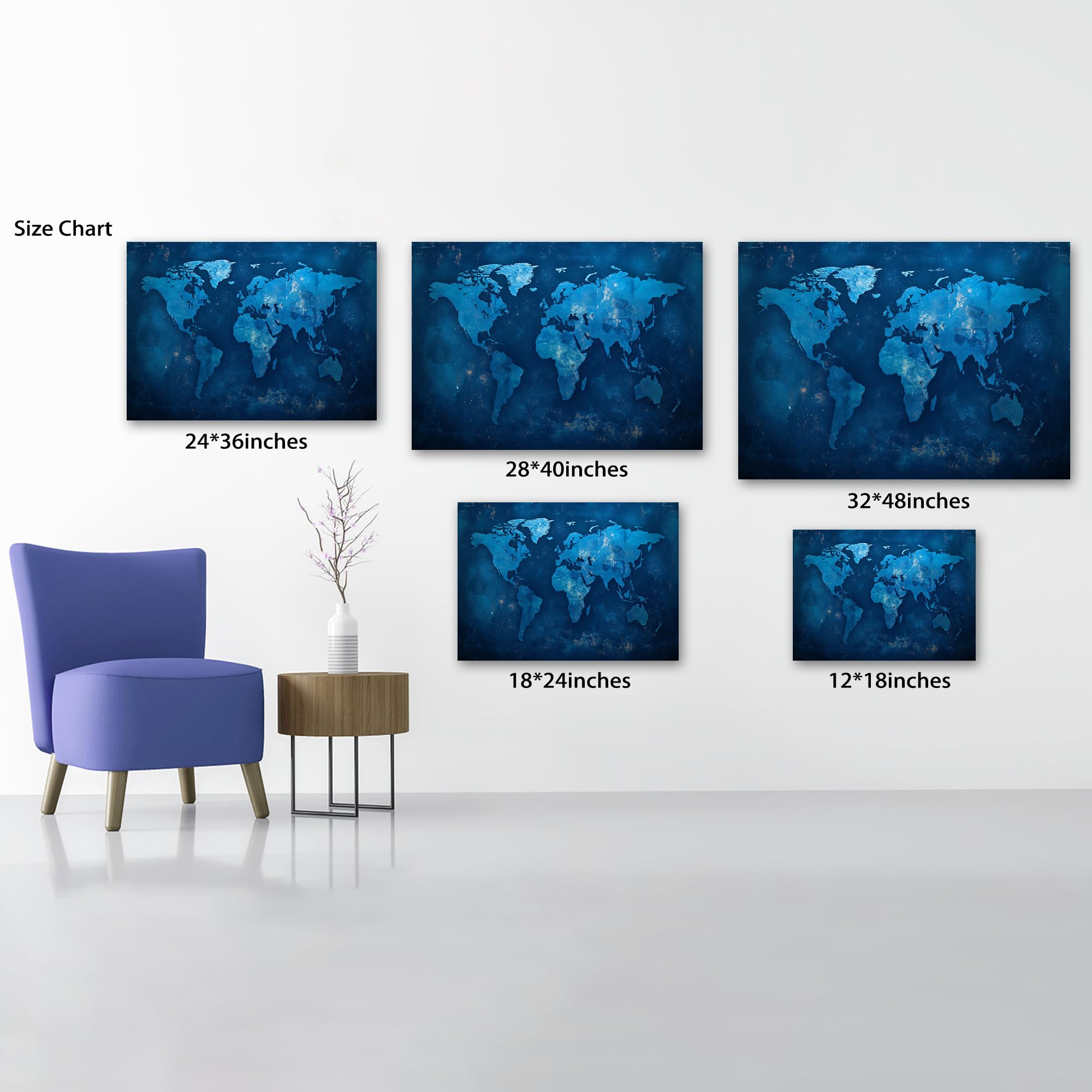 Amazon.com: Blue World Map Wall-Art For Office - Funny