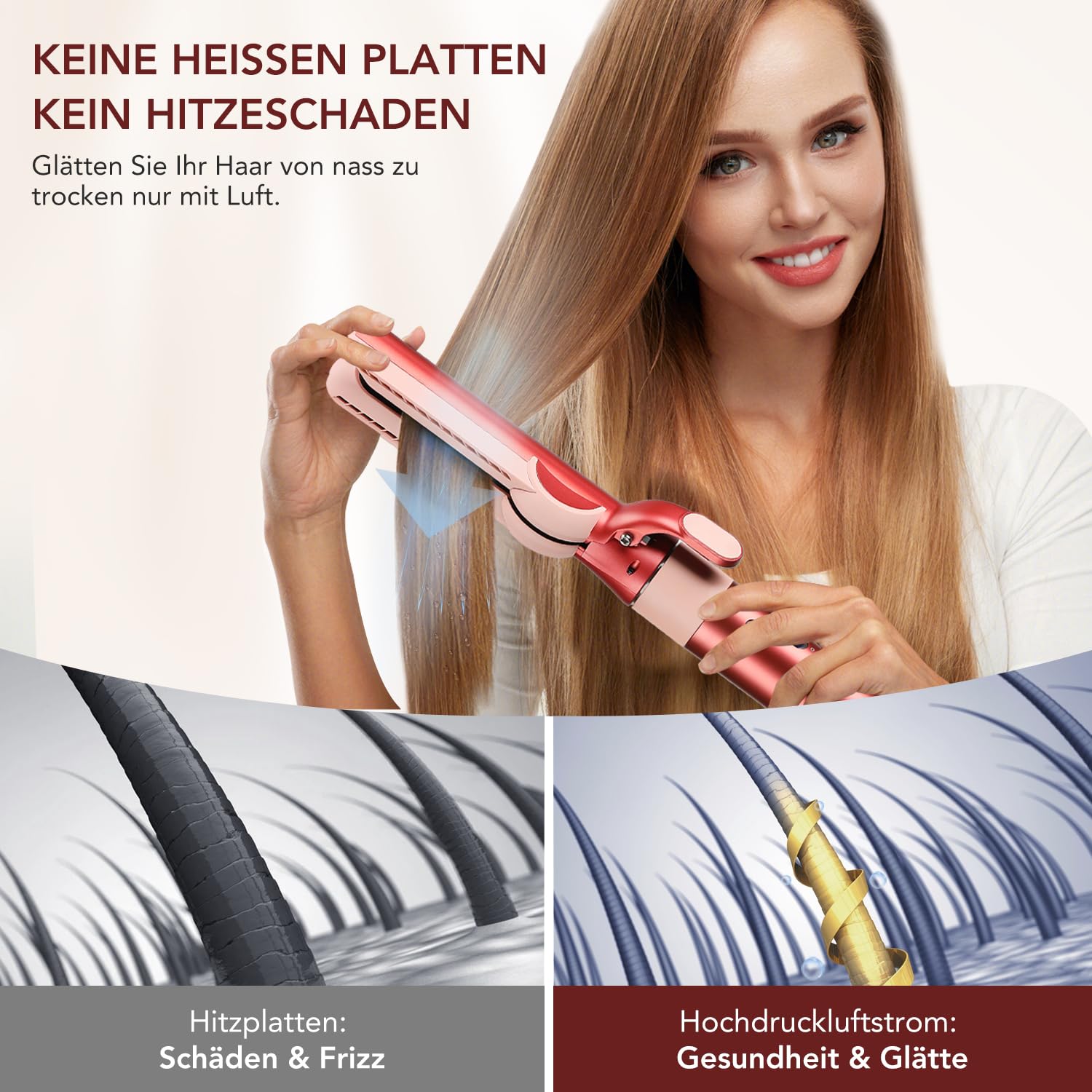 Piastra per capelli Dyson Airwrap, tecnologia Airflow senza piastre riscaldanti, asciugatura e levigatura in un solo passaggio, riduce i danni al calore, compatibile con HS01/HS05/HS08, fucsia