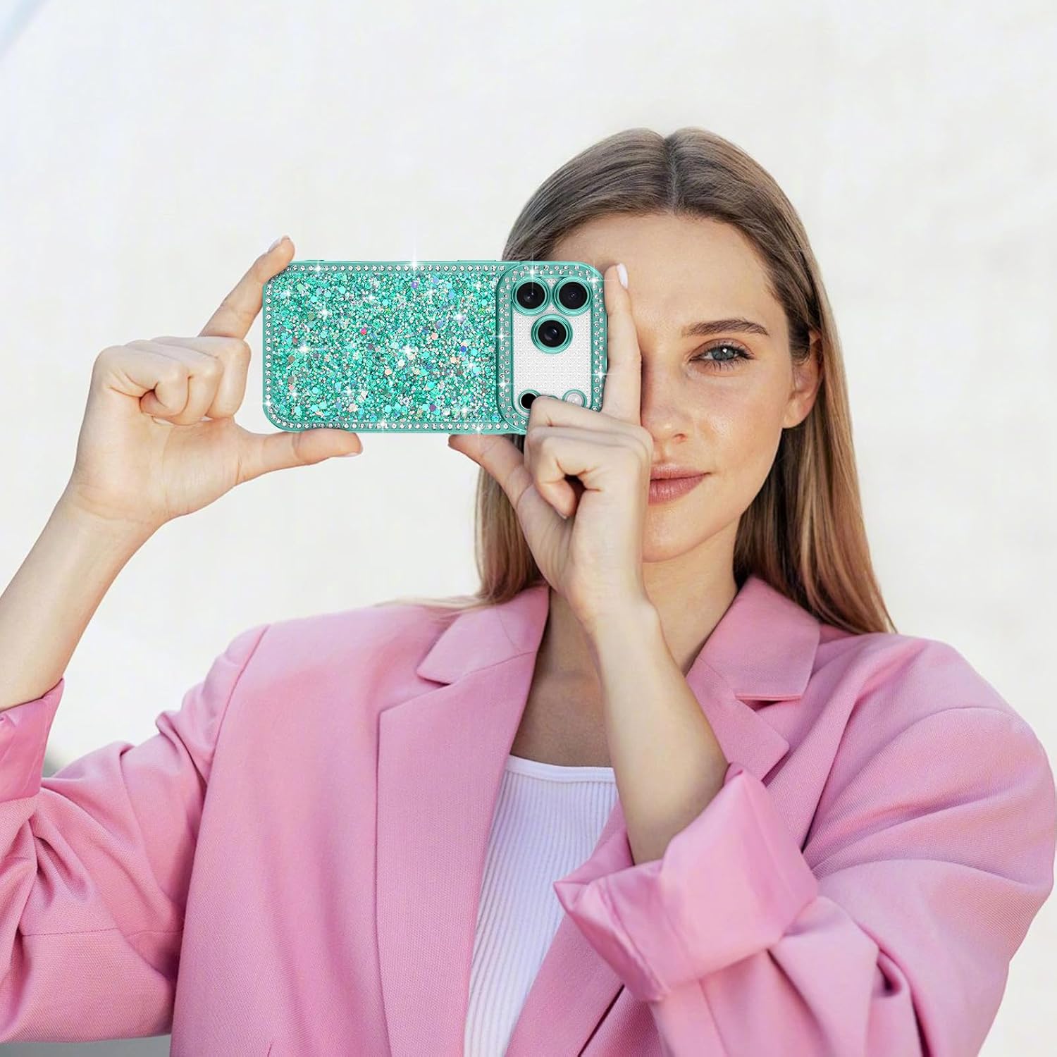 Lafunda for iPhone 17 Pro Case Glitter, Luxury Shiny Bling Sparkly Bumper Cover with Crystal Diamonds for Women Girls Soft TPU Slim Shockproof Protective Phone Case for iPhone 17 Pro 6.3", Green - Image 7