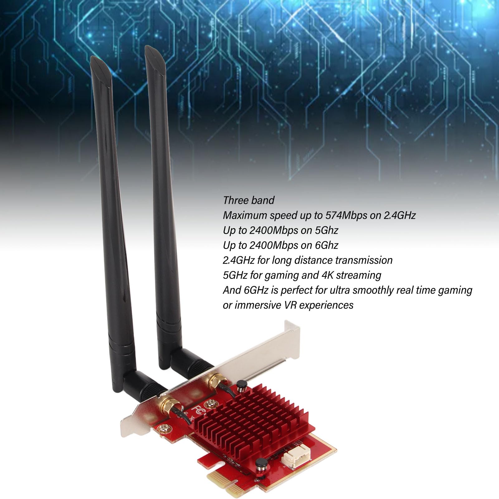 Scheda Pcie Wifi 6E, Schede di Rete Wifi Si Estendono Fino a 6Ghz (6Ghz/5Ghz/2, 4Ghz), Bluetooth 5.2, Compatibile con X4/X8/X16, Supporto per Windows 10/11X64bit e per Linux