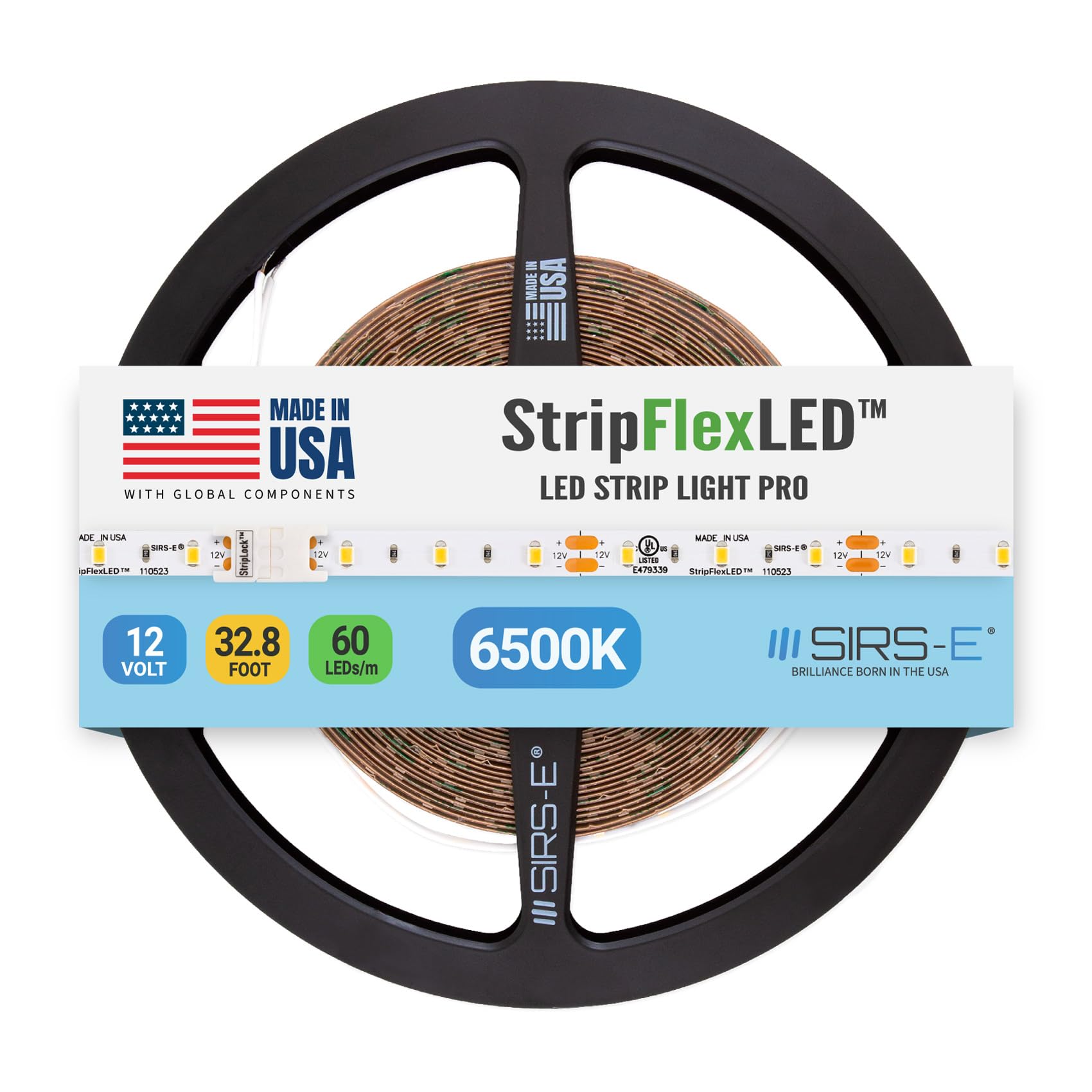 SIRS-E StripFlexLED White LED Strip Lights 24V 3000K Soft White - 32.8 Ft Professional Tape