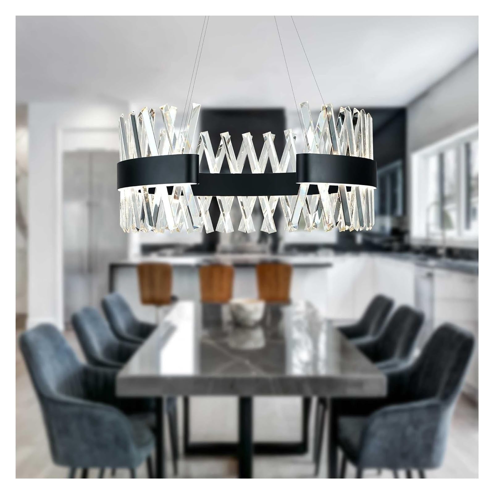 Lustre de luxe en cristal noir pour sublimer un plafond moderne