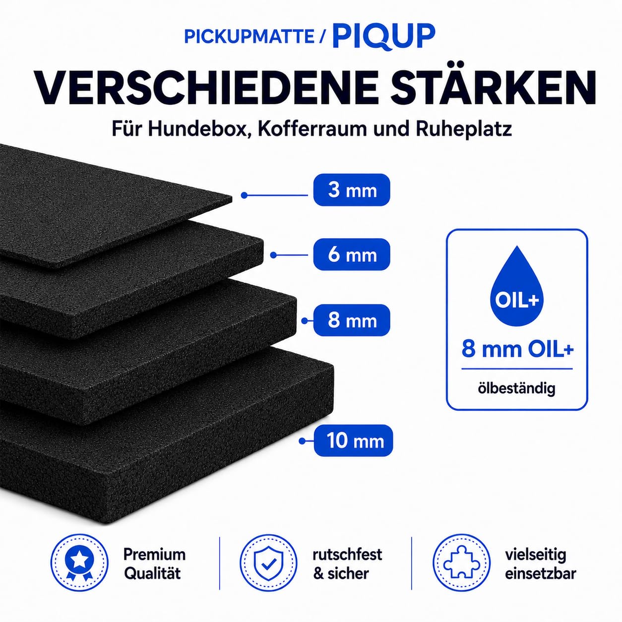 Antirutschmatte aus Gummigranulat 100 × 120 cm, 3 mm – Rutschhemmende Gummimatte zur Ladungssicherung, zuschneidbar, robust und wasserfest, Made in Germany