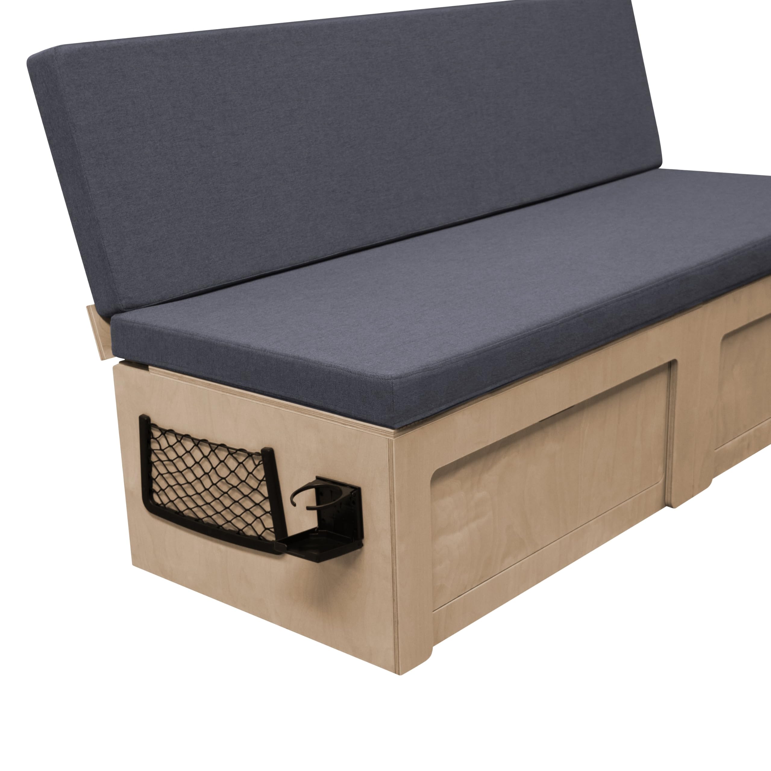 Divano letto scorrevole per camper e cuscini estraibili Panchina con extra spazio Reti portaoggetti sotto i sedili Portabicchieri Materasso spesso 8 cm Coperture lavabili Kit di fissaggio