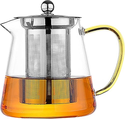 Infusor de tetera de vidrio con filtro de acero inoxidable extraíble para preparar té de hoja suelta estufa superior segura 440fl oz