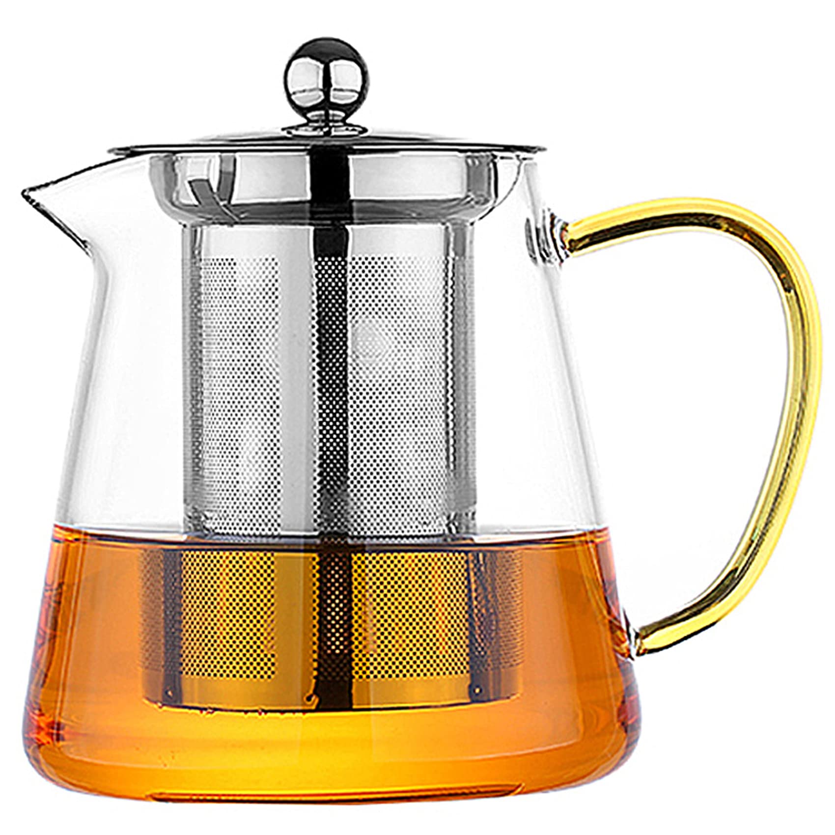 Glass Tea Pot with Infusers and Lid, Clear Teapot Kettle with Strainer Stove Top Safe for Loose Leaf & Blooming GT-P1 (Large 43.96 Ounce / 1300 ml)