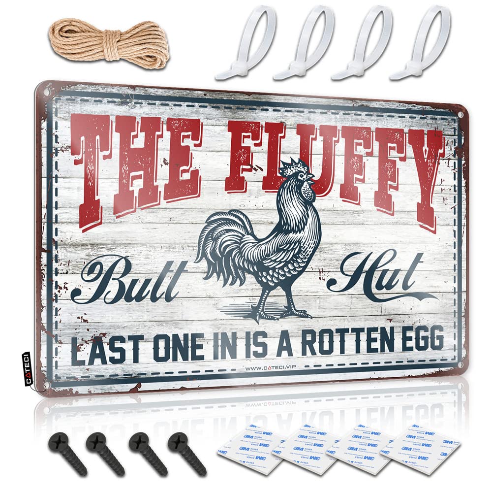 Door Gift For Boyfriend Farmhouse Signs | Chicken Coop The Fluffy Butt Hut Last One In Is A Rotten Egg Nice For Entrance Living Room(30X40CM)