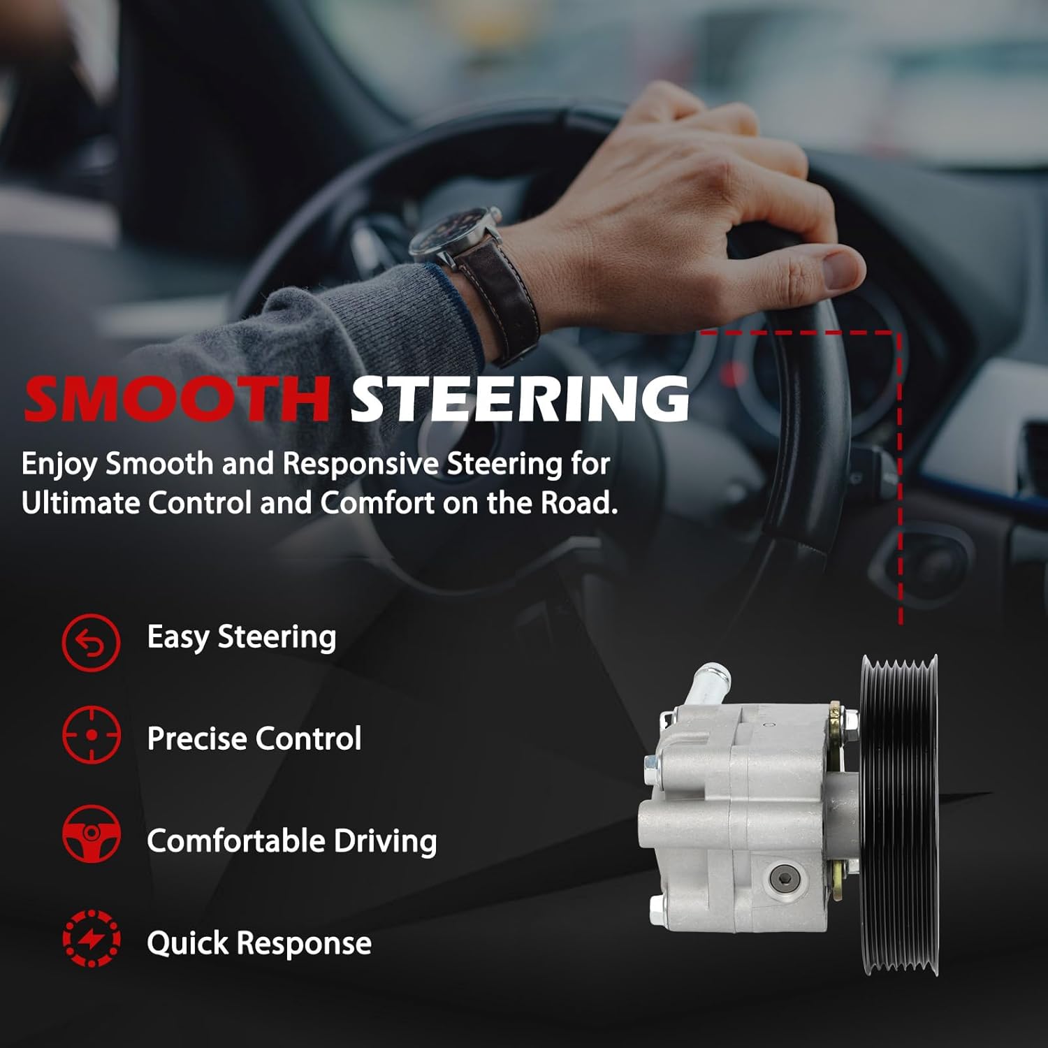 21-394 Power Steering Pump Fit for Ni-ssan 370Z 3.7L, IN-FINITI G37 G35, FX35 FX37, M35, Q40 Q50 Q60 Q70 Q70L, QX50 QX70, EX35 EX37 3.5L 3.7L, Power Assist Pump w/Pulley Replace for 21-415