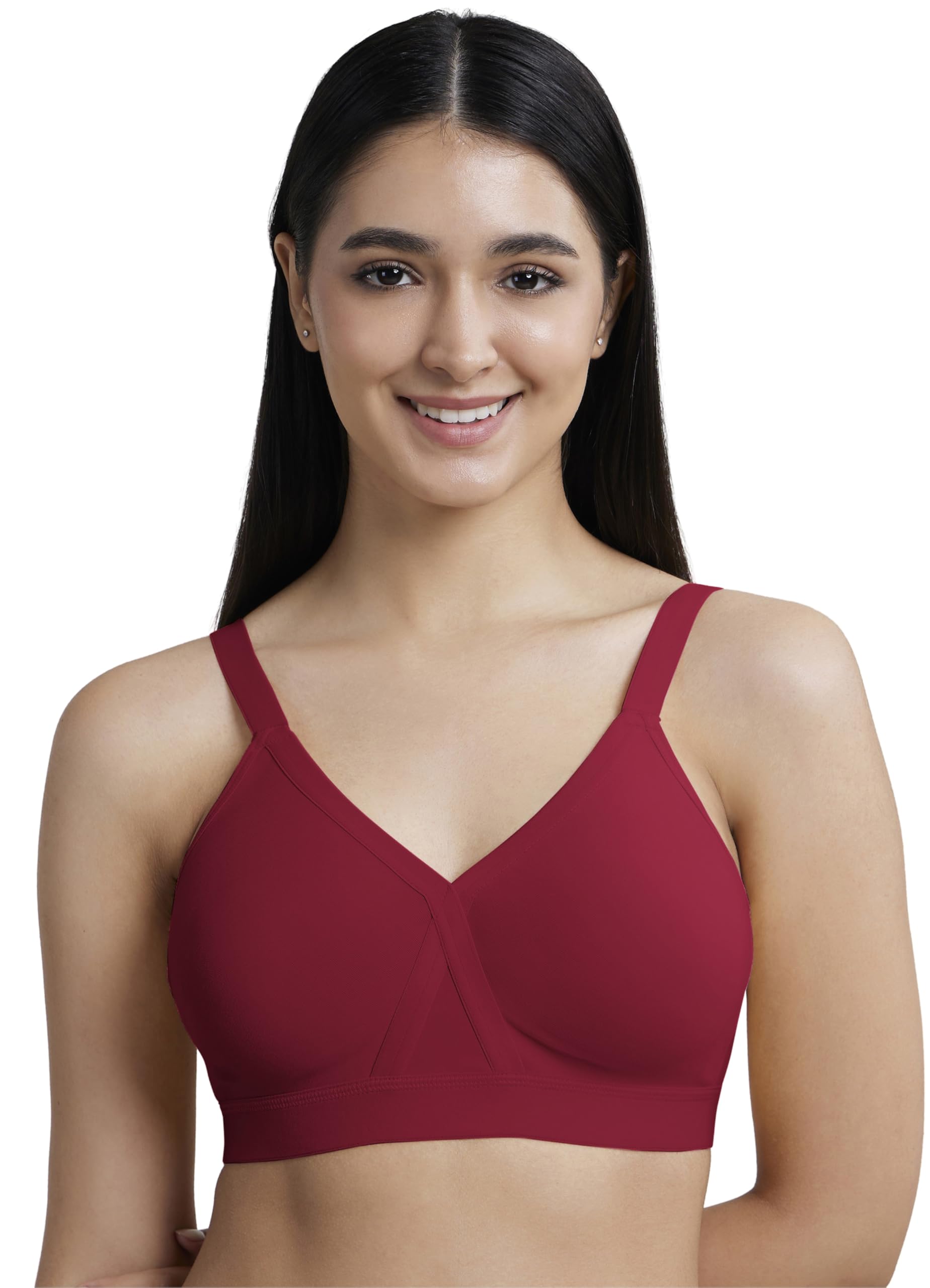 salient Women’s X-Frame Everyday Cotton Bra - Non-Padded & Non-Wired with Side Support Panel & Wide Bottom Band-picture-16