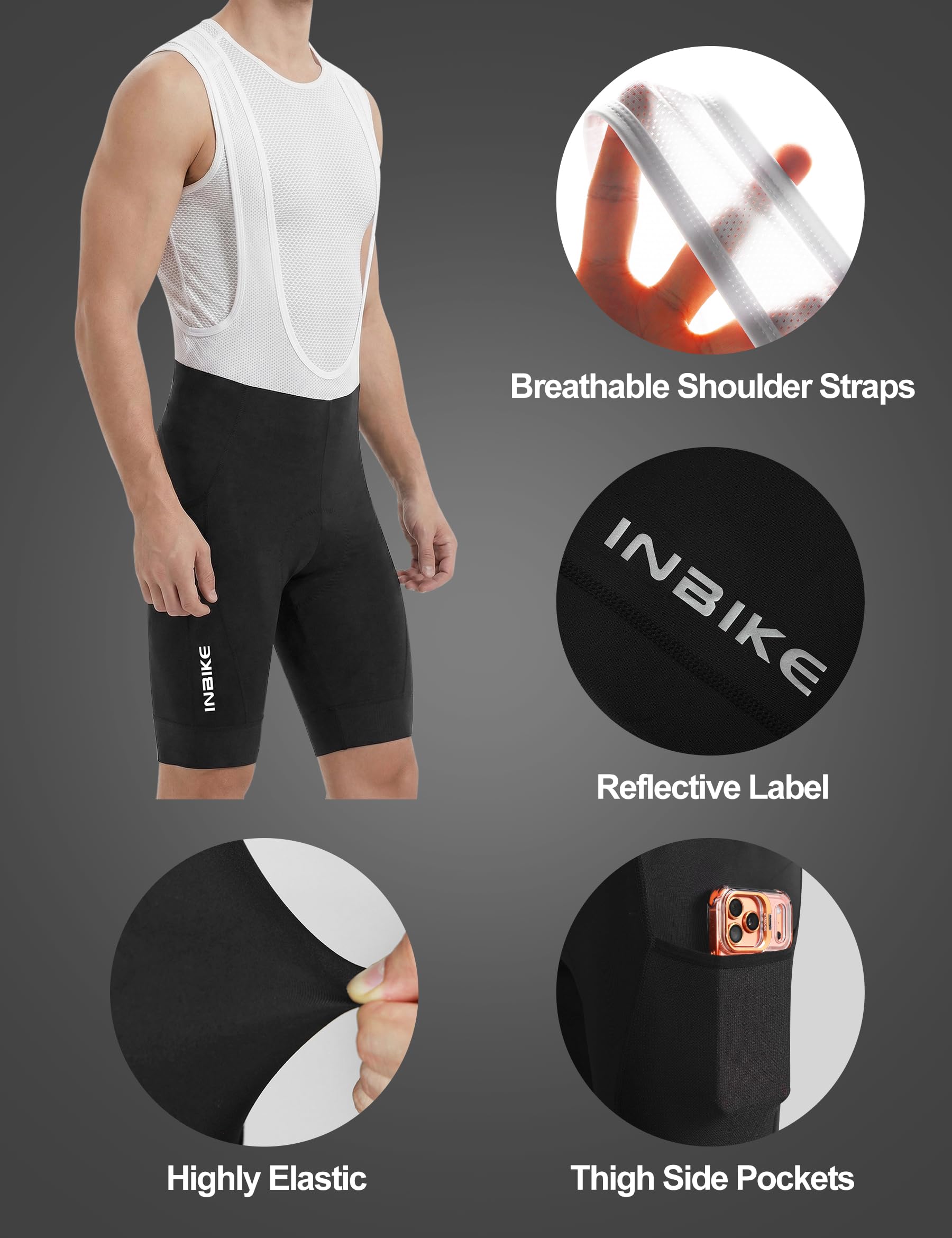 INBIKE Ensemble maillot de cyclisme pour homme, respirant et séchage rapide, maillot à manches courtes + short de cyclisme rembourré, pour vélo de route et VTT
