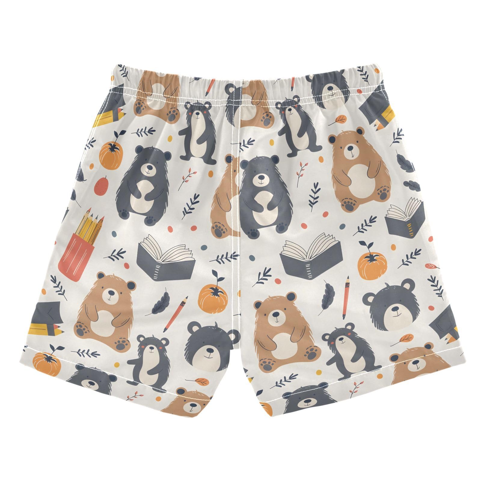 ALAZA Bear Funny Leaves Boys' Swim Trunks Beach Shorts Quick Dry Swimsuit 4T