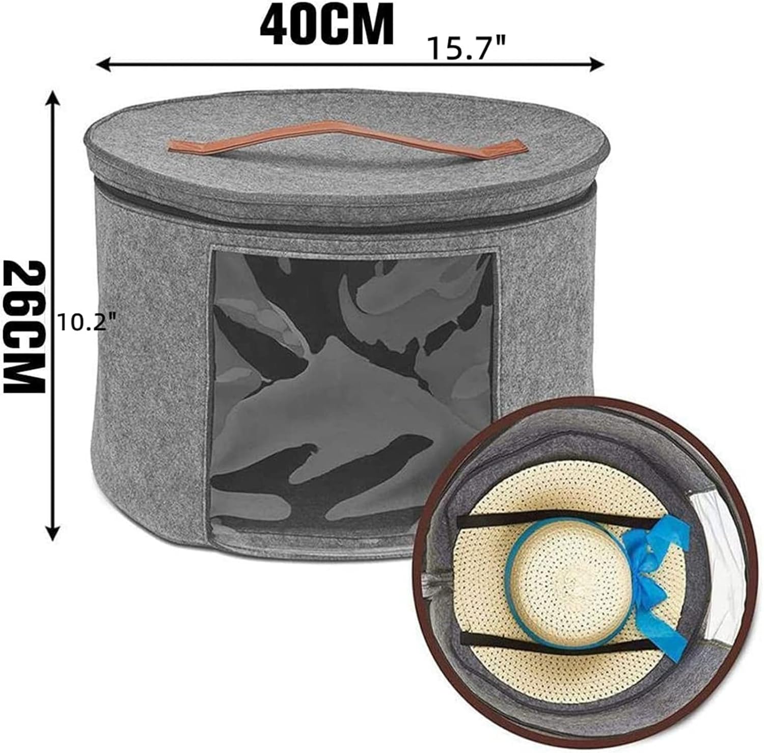 Hat Storage Box,Travel Hat Boxes for Women&Men,Portable Felt Organizer Bucket,Clothes Storage Bag,Black Foldable Round Travel Hat Boxes with Dustproof Lid