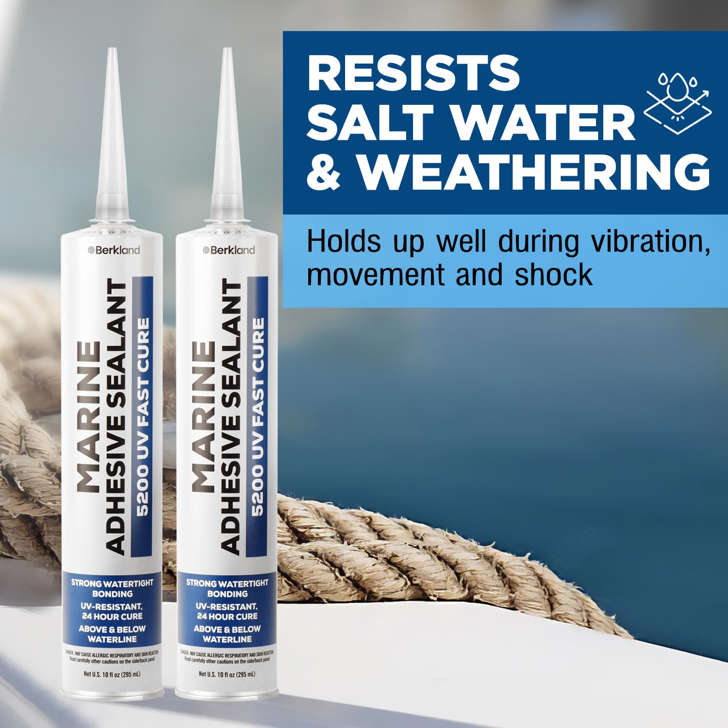 Marine Adhesive Sealant 5200 Fast Cure, [2-Pack] 10 oz Professional Grade (White) - Permanent, Watertight Bonding and Sealing - UV Resistant, Above & Below Waterline - Compare to 05203 and 06520 FC M