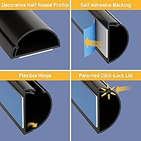 Vista 2 de D-Line Ocultador de cable semicircular, cubierta de cable patentada, para ocultar cables de montaje en pared de TV, canaleta para cables, cubiertas