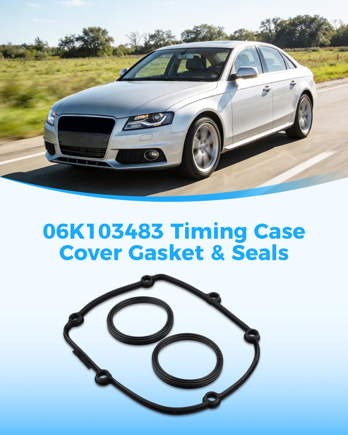 06K103483 Timing Case Cover Gasket Fit for VW Golf 2013-2021 Passat 2015-2021 Tiguan 2016-2021 Audi A4 2013-2021 A5 2012-2021 Q3 2015-2021 Q5 2013-2021