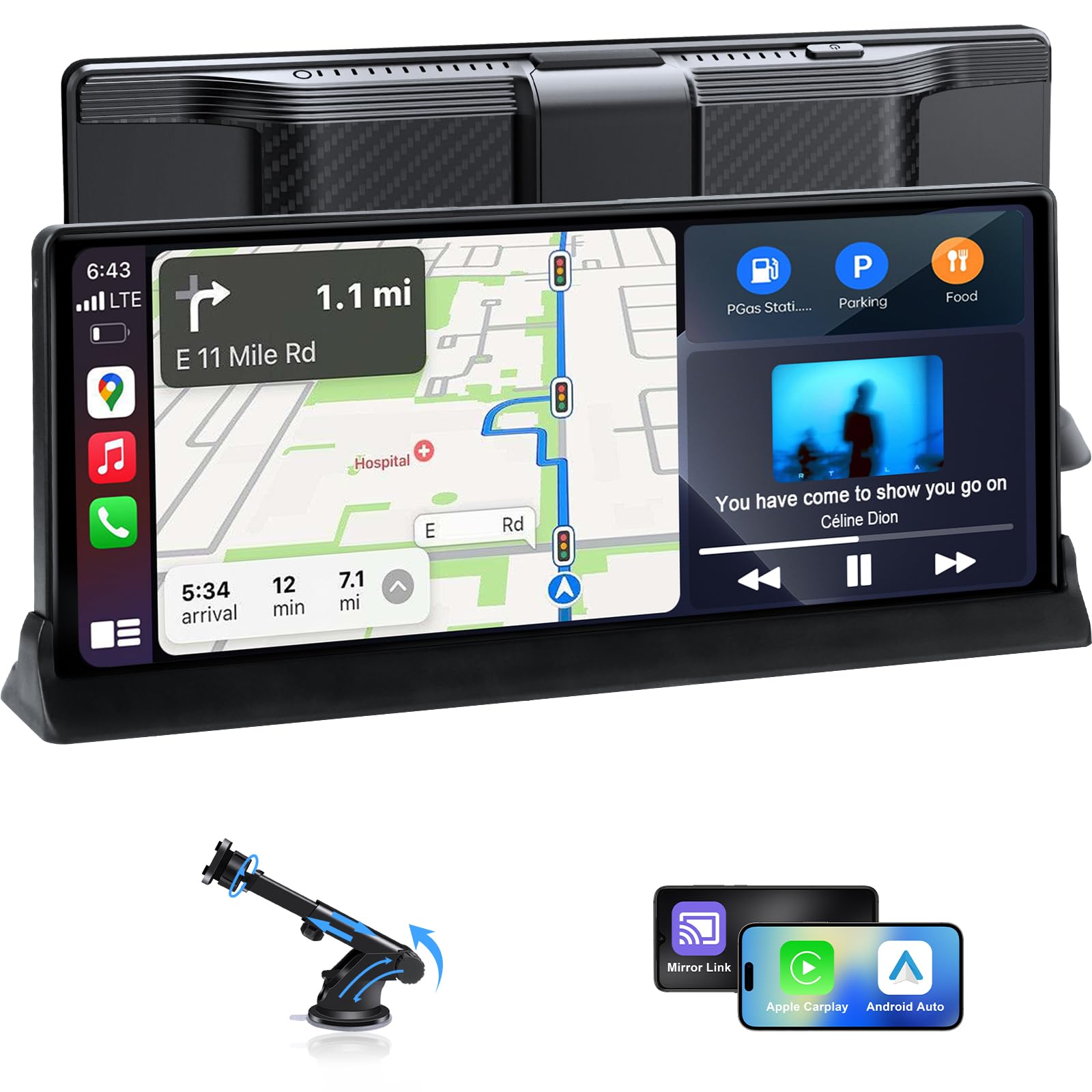 schermo portatile per auto con carplay e android auto