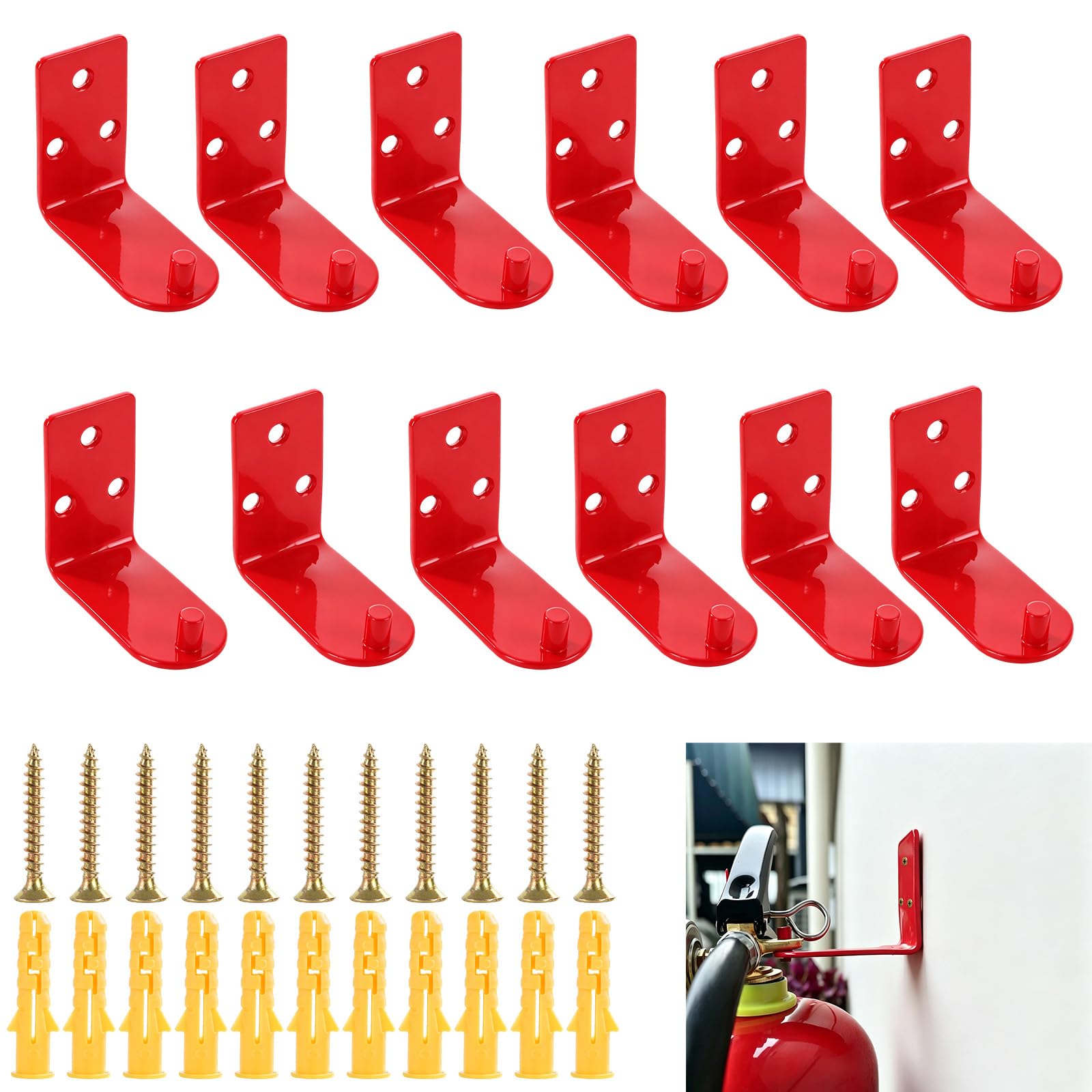 Aramanara 12 Pcs Universal Fire-Extinguisher Holder, Extinguisher Wall Hook