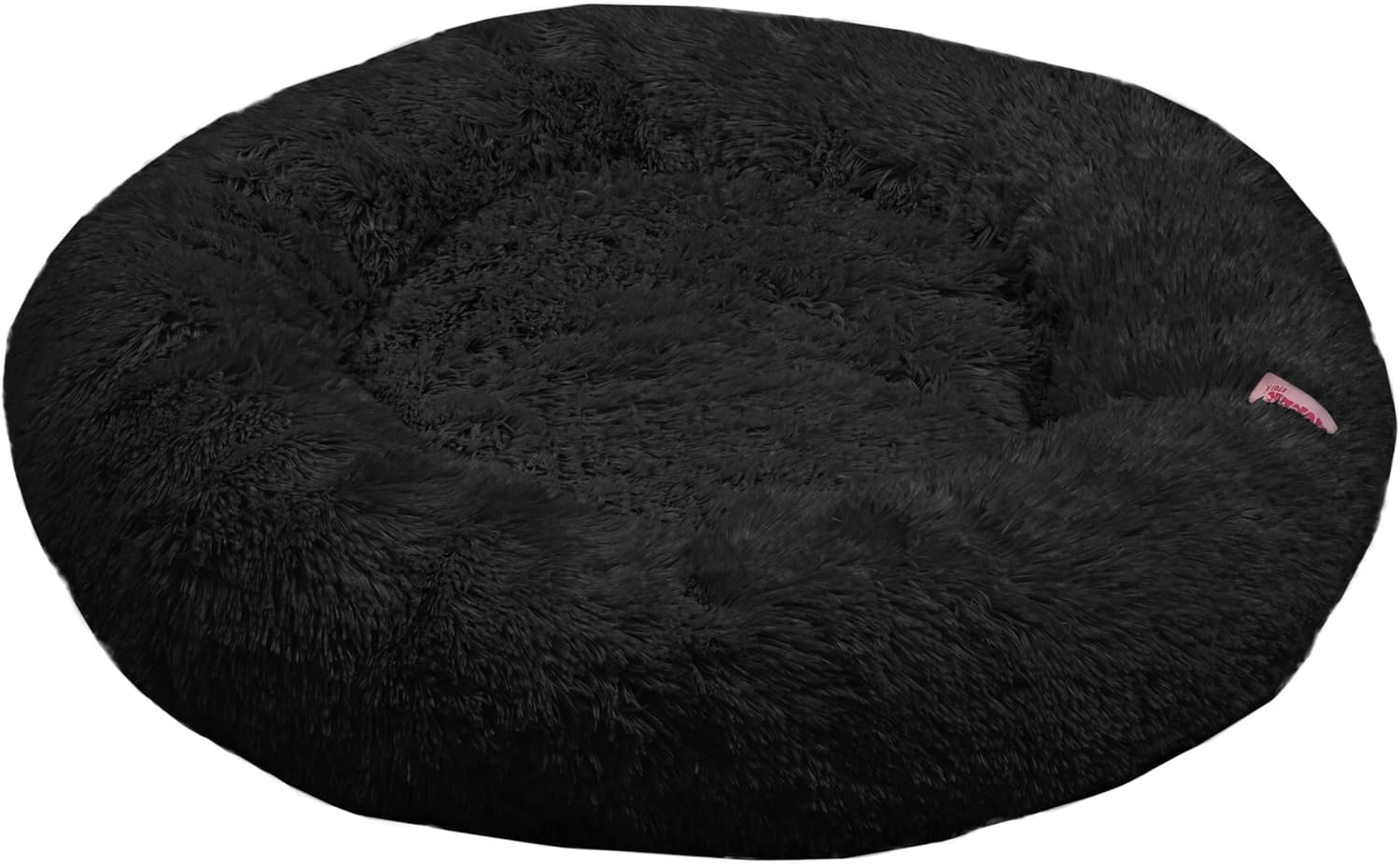 DBD3003D-XS Maisie 19" x 19" Bohemian Glam Faux Fur Round Fluffy Calming Donut Pet Bed with Washable Cover, Ink