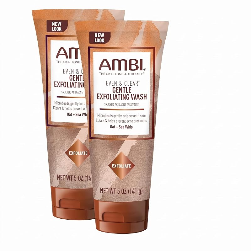Ambi Limpador Facial Esfoliante com Aveia, Sea Whip e Ácido Salicílico, 5 oz, Pacote com 2