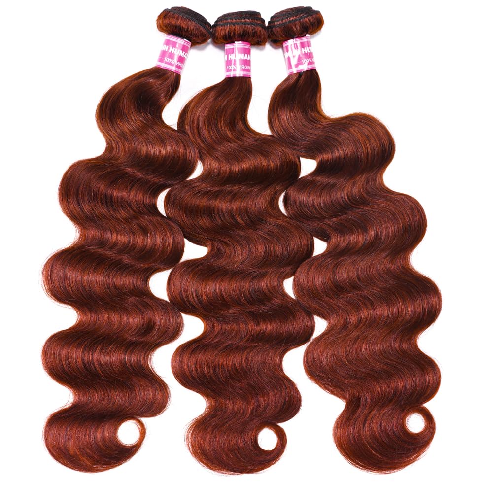 Amazon.com : UNICE Reddish Brown Body Wave Human Hair Weave  display picture 3
