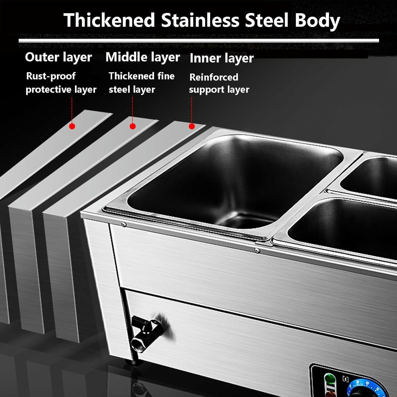 Amazon.co.jp: タパス付きの商用フードヒーター - ステンレス鋼4/5/5/6