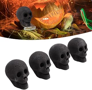 4pcs Fire Pit Skulls Fireproof, Imitated Human Ceramic Skull Log for Bonfire Campfire Fireplace Firepit, Halloween Decor Props Refractory, Add Fun and Terrifying Effect