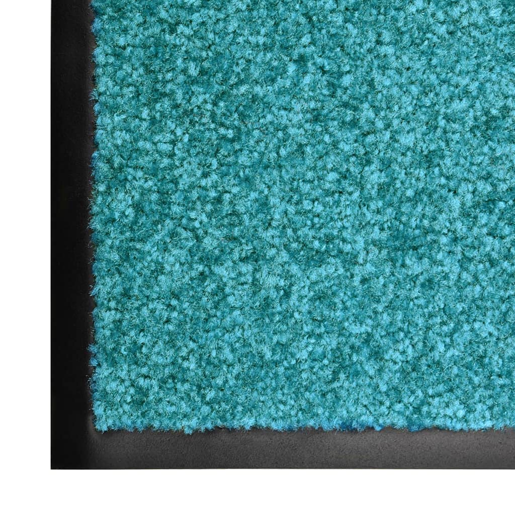 Waschbare Schmutzfang Fußmatte Cyan 90x150 cm, rutschfeste PVC Rückseite aus 100% Polyamid, für Eingang drinnen draußen Terrasse Garage Garten, saugfähig