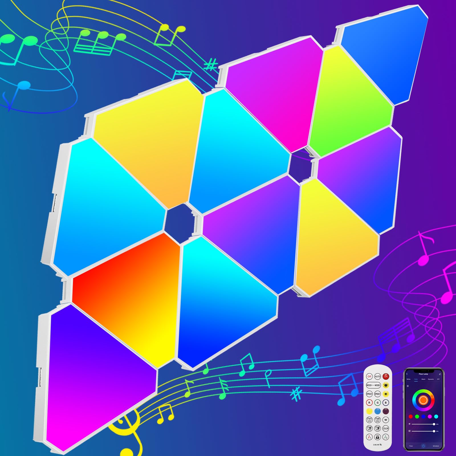 LED Luces RGB Para Pared Con Panel Gaming, Control Remoto, Sincronización De Música, Neon Nocturna Para Dormitorios, Sala, Fiesta y Decoración