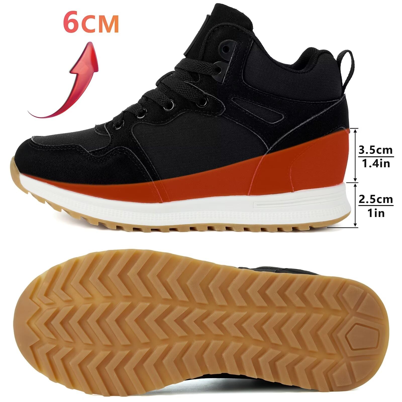 Sneakers con Zeppa Donna Scarpe da Ginnastica Basse Sportive Fitness Tacco Zeppa 6 CM