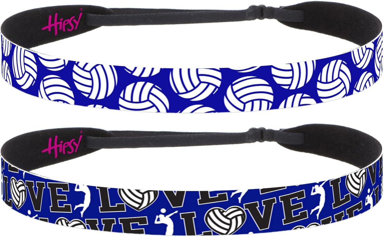 Hipsy Adjustable NO Slip Royal Blue Volleyball Headbands for Women & Girls