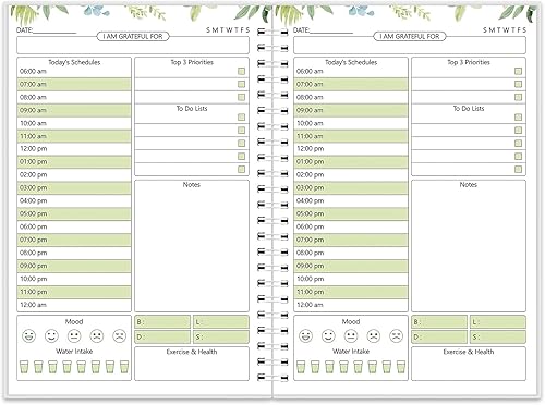 Agenda diaria, agenda sin fecha con lista de tareas, planificador de trabajo en espiral para hombres y mujeres, lindo planificador de citas, agenda