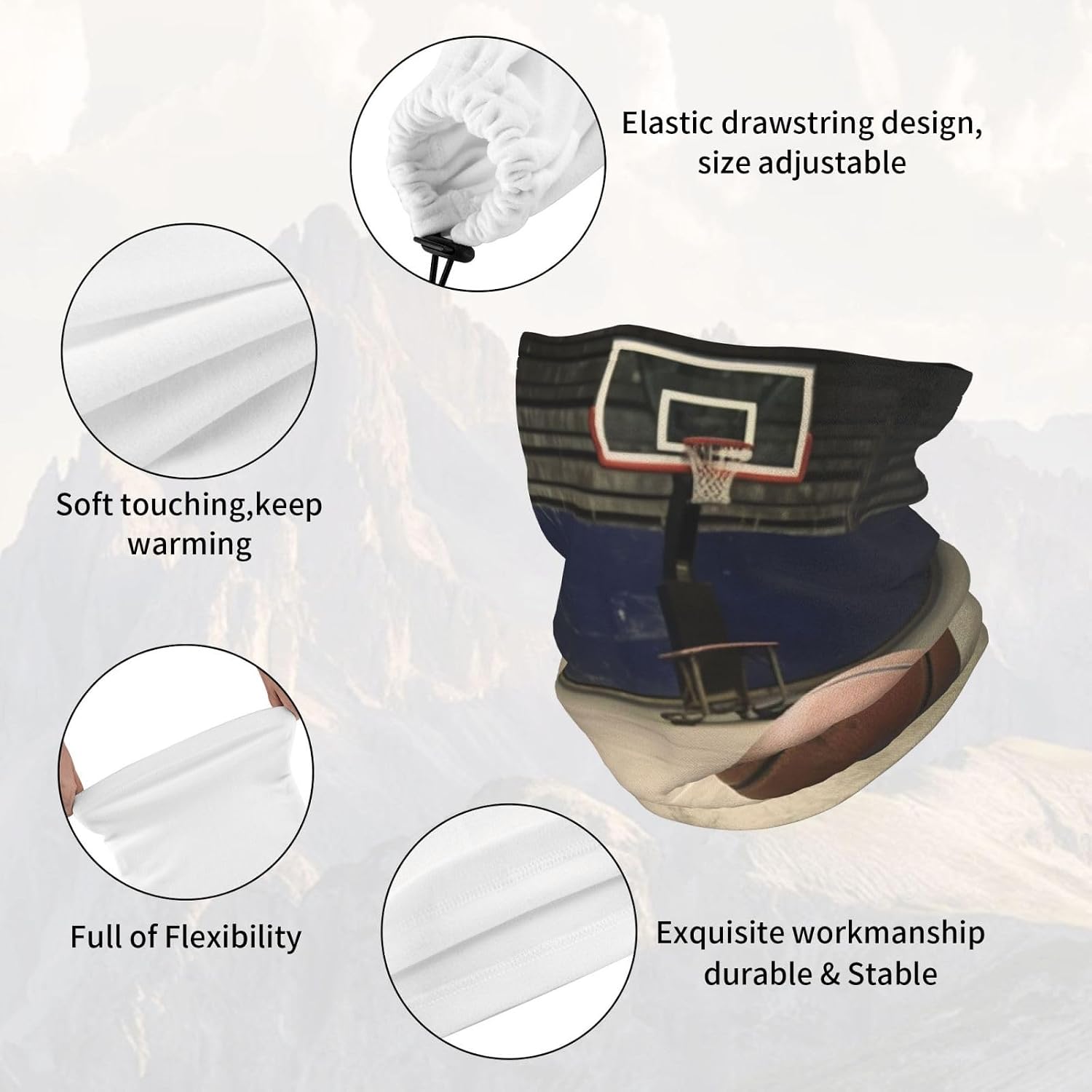 Winter Neck Warmer for Men Women, Basketball Neck Gaiter UV Sun Protection Face Mask Windproof Cold Weather Face Cover Thermal Ski Mask Scarf for Outdoor Sports Bandana