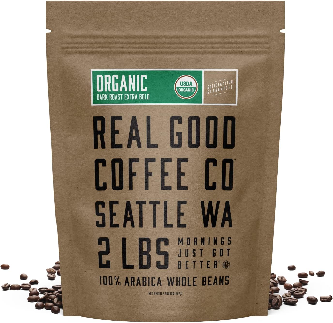 Organic Dark Roast Whole Arabica Coffee Beans (2lb Bag)