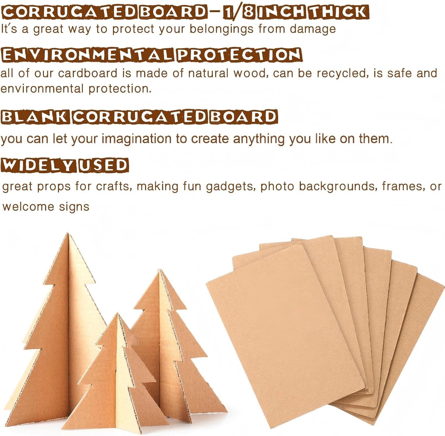 50 Pack Corrugated Cardboard Sheets Flat Hard Cardboard Inserts Back to School Classroom Supplies Flat Squares Separators for Shipping, Mailing, Packing, Art Projects, DIY Crafts(9 x 12 Inch,Brown)