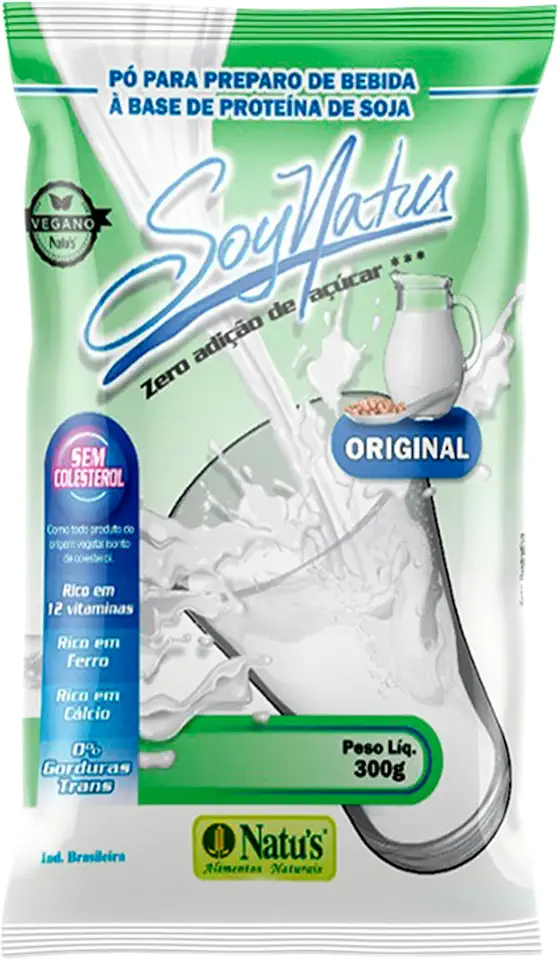 Natu's, Leite de Soja, SoyNatus, Vegano, Sabor Original, Zero, 300 Gramas