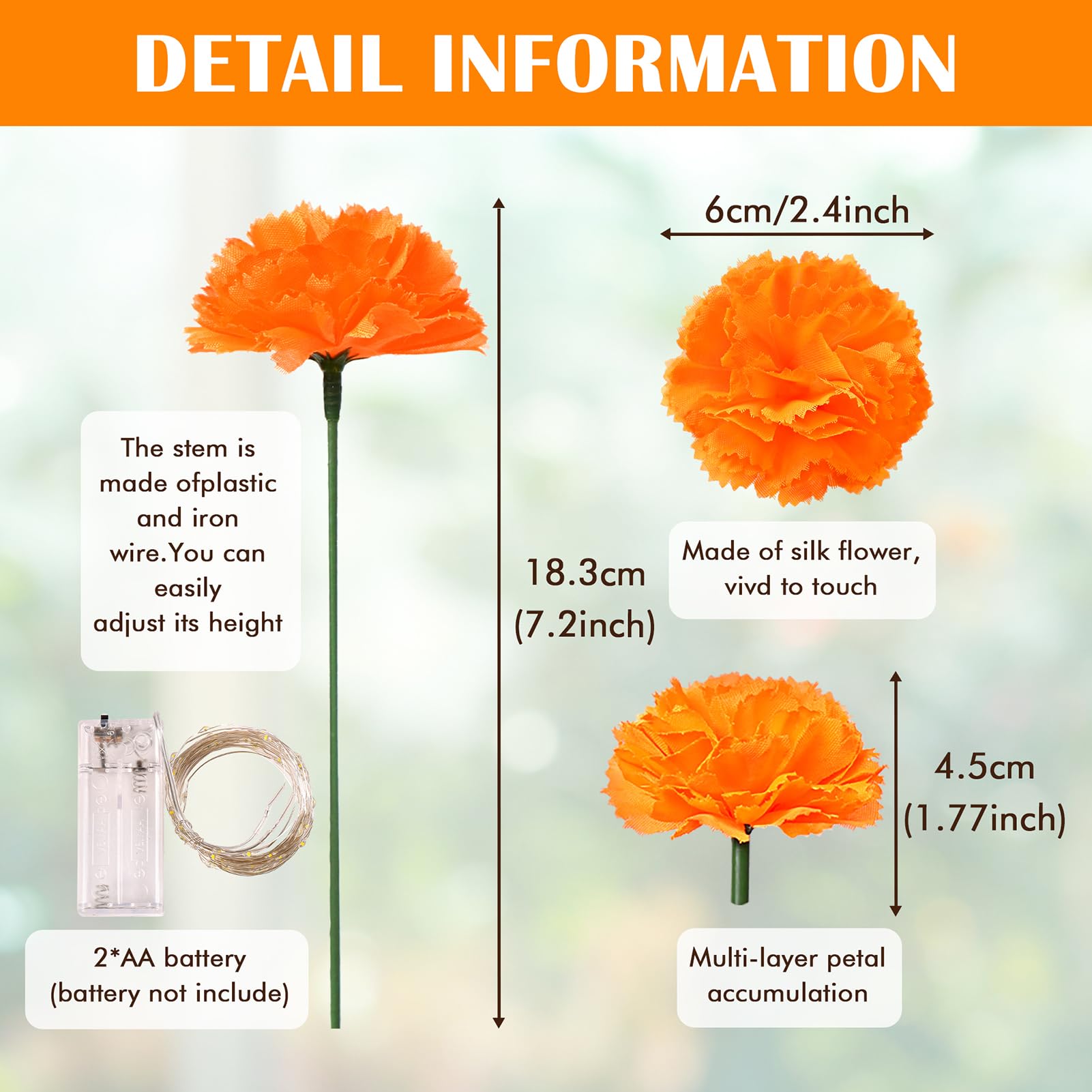 Ringelblumen Lichterkette - 1,5m LED Girlande Für Halloween Deko