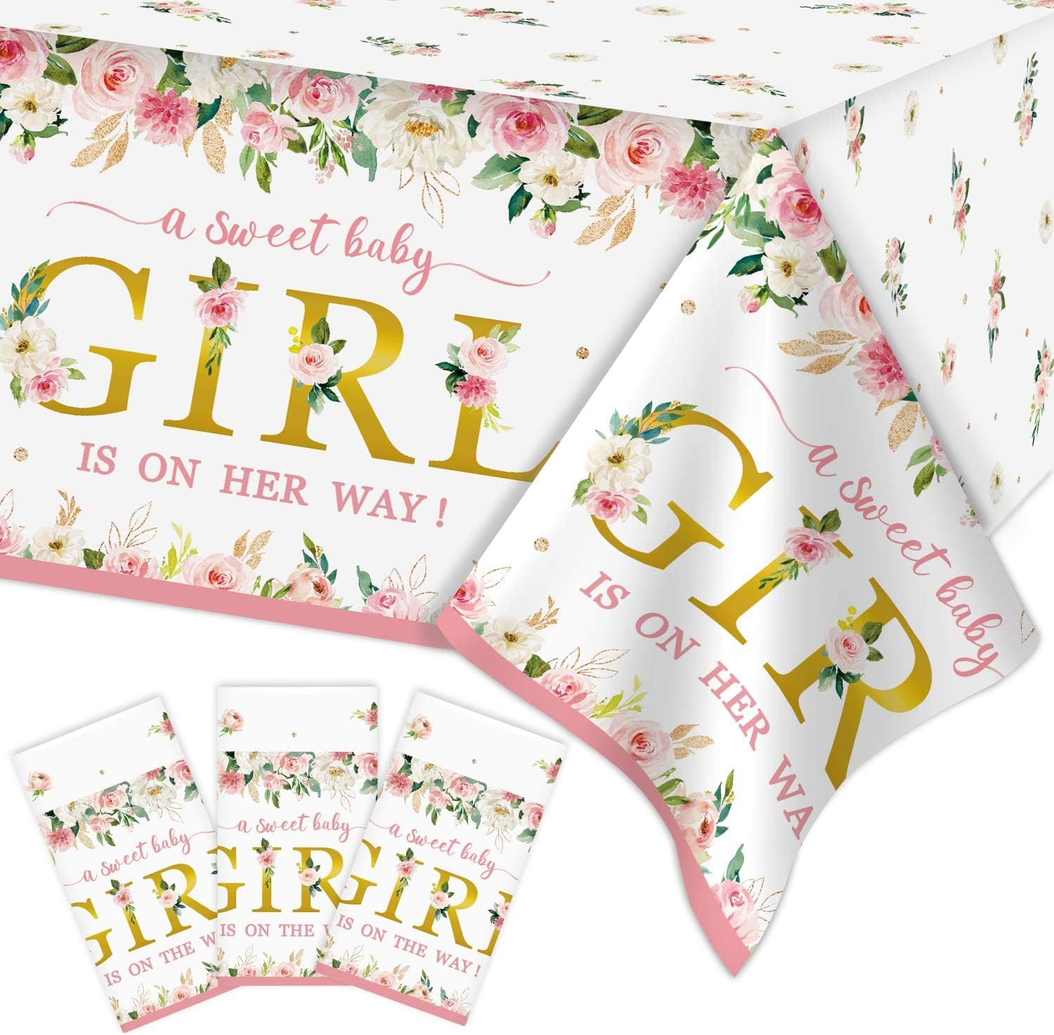 Lopeastar 3 Pieces Baby Shower Tablecloth Tablecovers Party