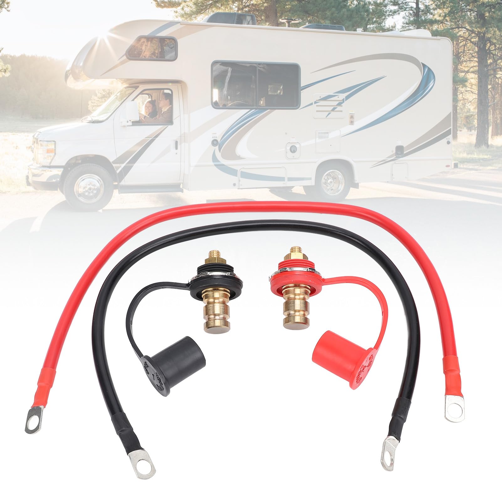 Conectores de Terminales de Batería 3/8 Pulgadas 250a con Rojo y Negro para Camión de Vehículos Recreativos Marinos de Automóvil (Tipo B)