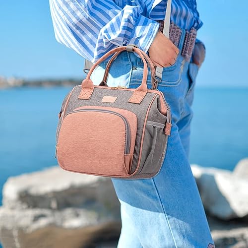 Vista 22 de MCBD Lonchera térmica para mujer, bolsa grande de 3 vías de transporte, mochila enfriadora reutilizable a prueba de fugas con correa ajustable