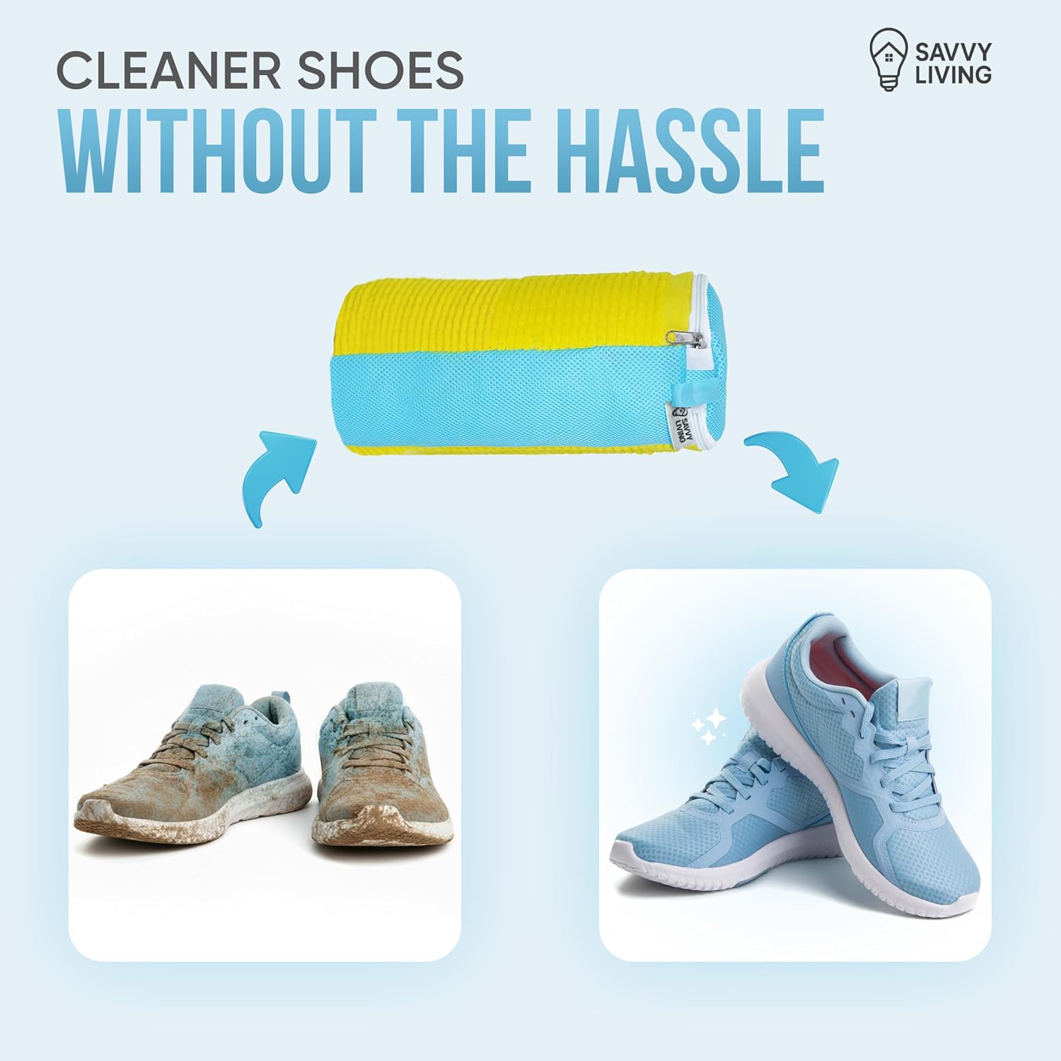 SAVVY LIVING Shoe Laundry Bag 2-Pack + Shoe Trees – Sneaker Washing Bag for Washing Machine, Protects Shoes, Prevents Noise & Damage - Image 2