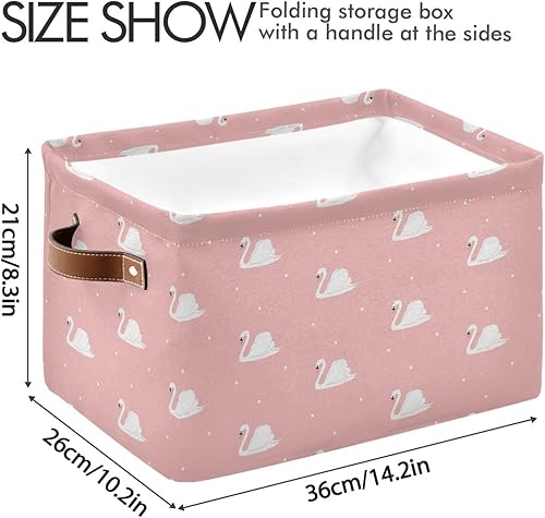 Miniatura 3 de White Swans - Canasta de almacenamiento plegable para juguetes con asas, cestas de lavandería para oficina, dormitorio, ropa, dormitorio, sala de