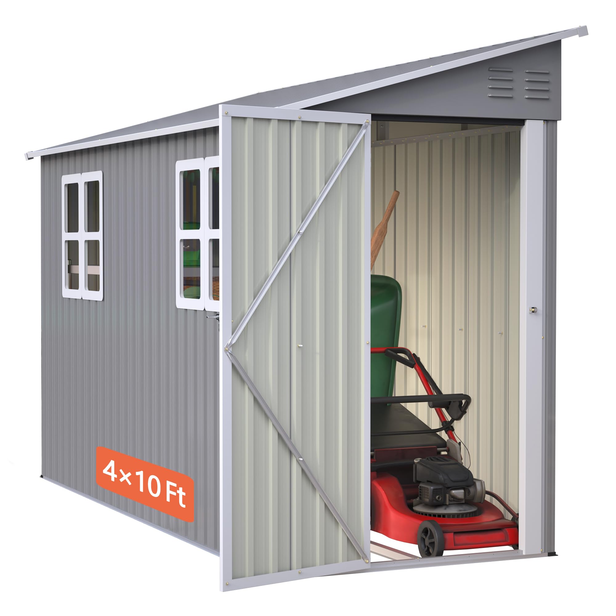 Amazon.com : 4x10 Ft Outdoor Heavy-Duty Shed, Metal Lean to Shed